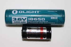 (top) 18650 (bottom) 16340