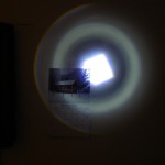 The shape of the LED is visible