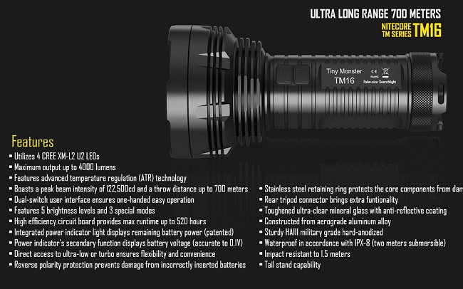 Nitecore TN16 features